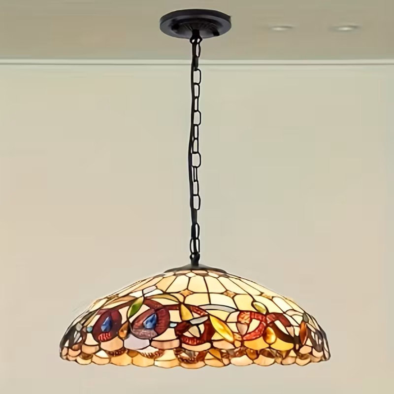 Luminaire suspendu rond en verre coloré européen de 16 pouces, pas besoin d'appeler une source de lumière, convient aux balcons, aux couloirs, aux restaurants, etc.