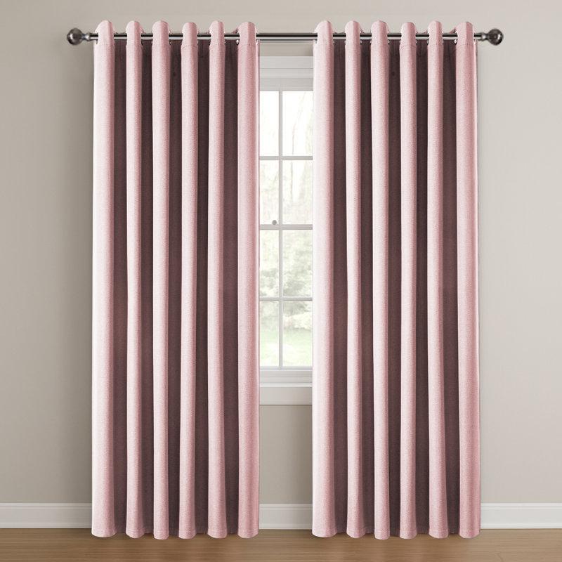 Linen Blackout Eyelet Curtain, 168cm Width x 228cm Drop, Blush