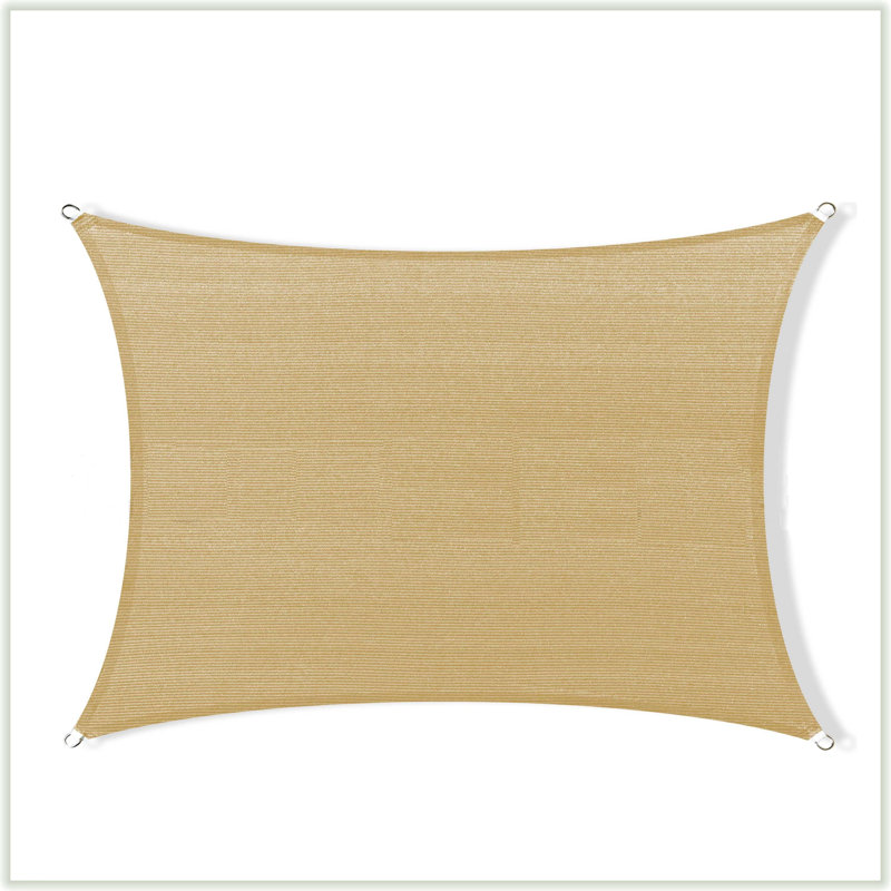 Sand Beige 14' x 18' HDPE Patio Shade Sail with Stainless Steel D-Rings