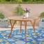 Round Dining Table, Weather-Resistant Slatted Patio Table