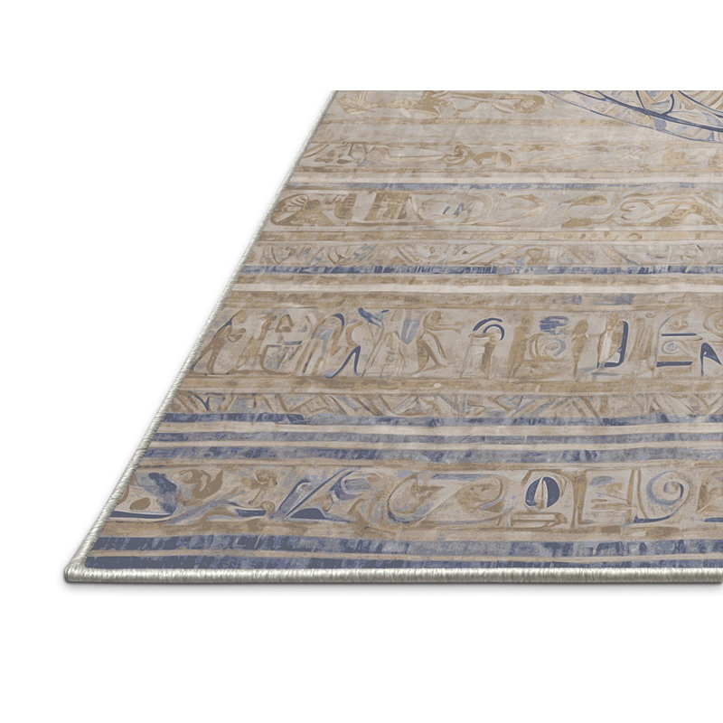 Tapis beige soyeux et moelleux, Carré 6 pi