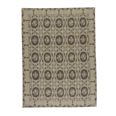 Hand-Knotted High-Quality Green and Beige Area Rug