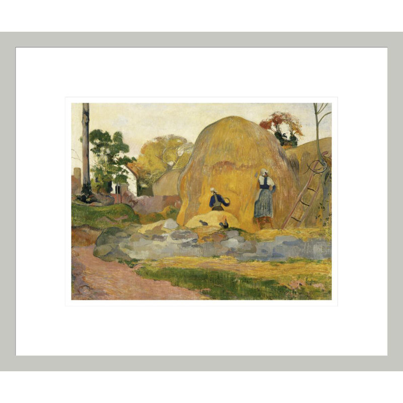 «Les meules jaunes ou La moisson blond» par Paul Gauguin - Estampe numérique encadrée, 13.75" H x 16.31" W