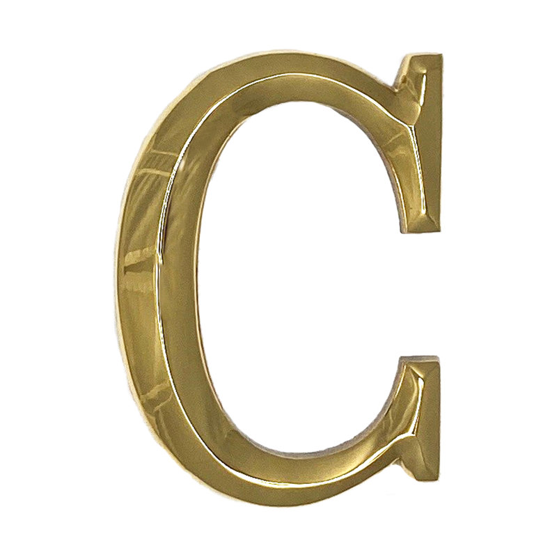 Heurtoir de porte lettre monogramme, Laiton, C