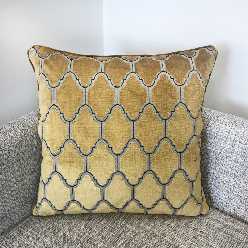 Alaya Geometric Feather Throw Pillow, Gold