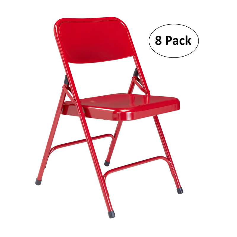 Ensemble de 8 chaises pliantes à double charnière en acier de qualité supérieure NPS® 200, Rouge