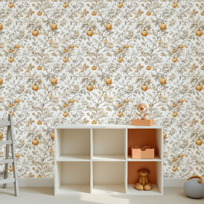 Papier peint peler et coller en PVC, revêtement mural auto-adhésif amovible avec aquarelle botanique élégante, impression de répétition de jardin, imperméable pour la décoration intérieure - rouleau