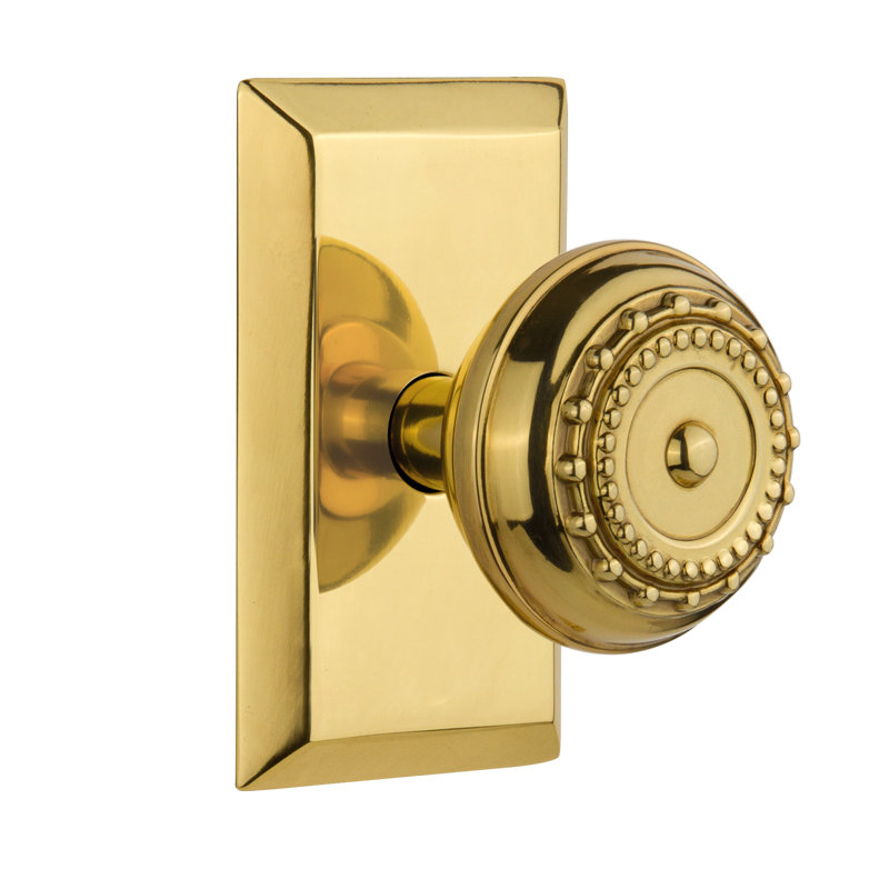 Poignée de porte Studio Plate avec Meadows, Laiton poli