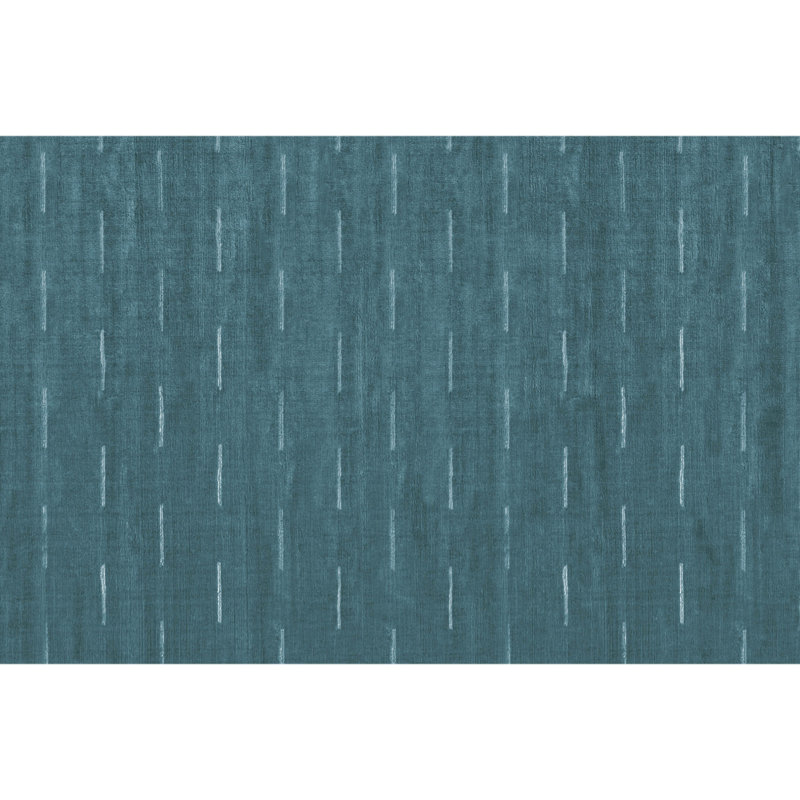 Hand Knotted Striped Area Rug in Blue/Green, Rectangle 12' x 15'