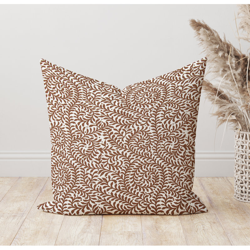 Housse de coussin d'extérieur à imprimé cachemire brun Cinamon, Carré 19 po