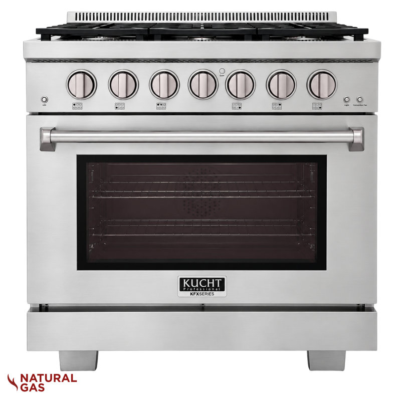 KUCHT Professional 36 in. 5.2 cu. ft. Natural Gas Range and Convection Oven in Stainless Steel with True Simmer Burners