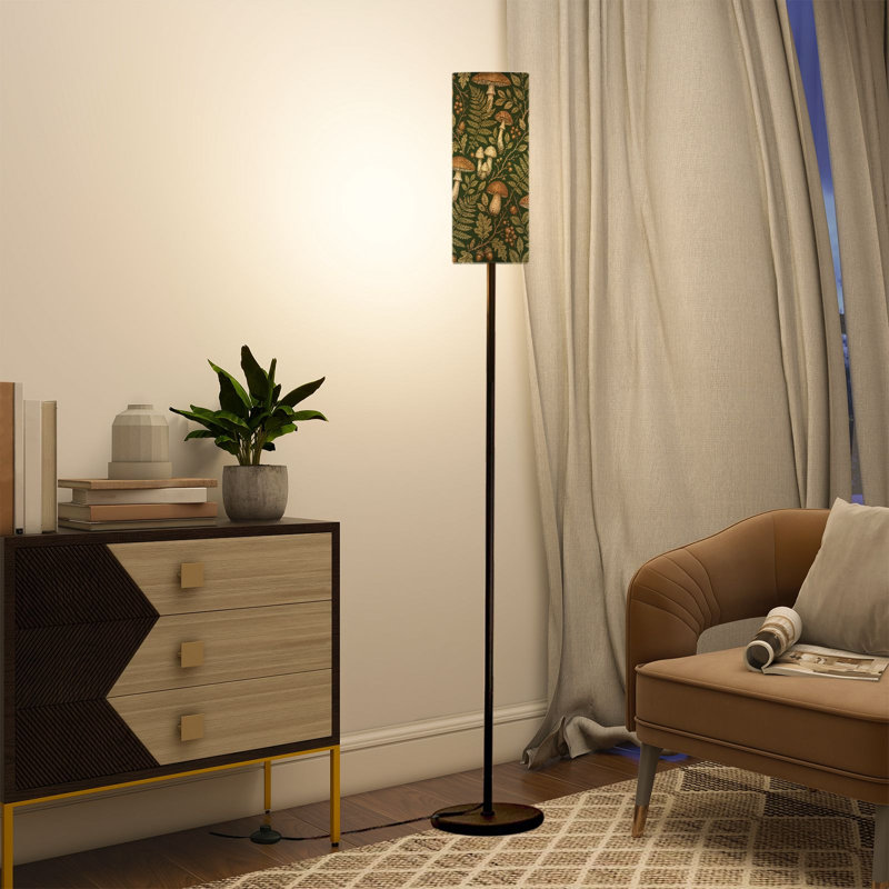  Lampe sur pied 68,5 po à champignon en forme de fougère botanique à intensité variable avec abat-jour en lin DEL incluse