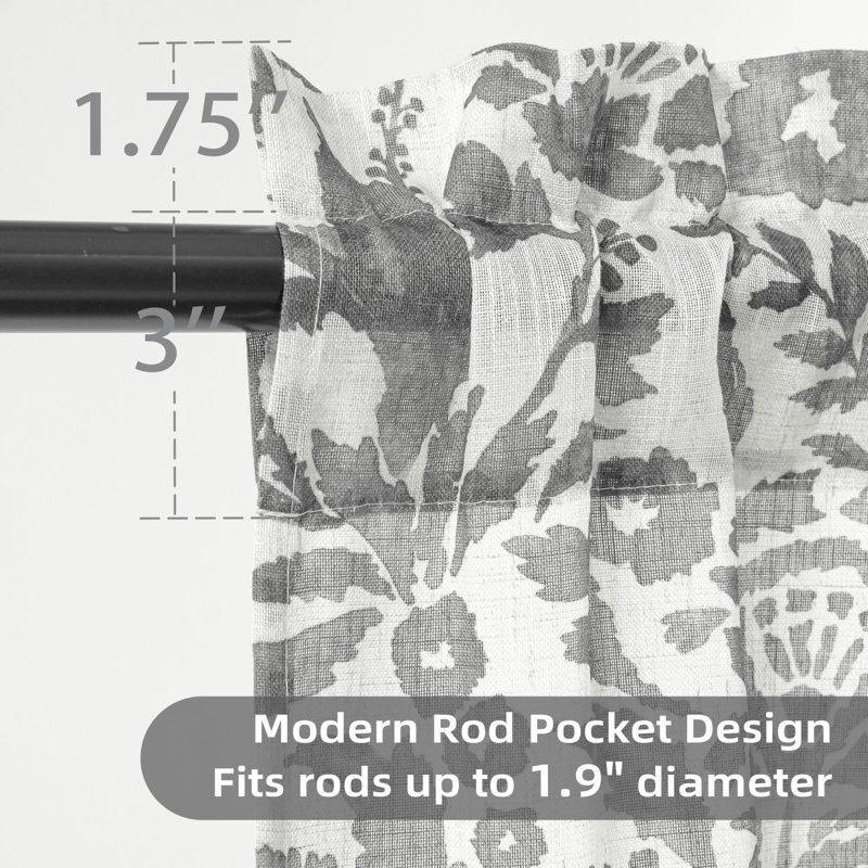 Kitchen Curtain Floral Tier Linen Short Pinstripe Cafe for Living Room Bathroom Julia Farmhouse Rustic Curtains Rod Pocket 2 Panels