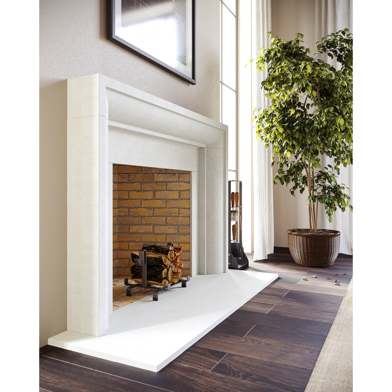 Enceinte de foyer en pierre Nashville avec foyer Bullnose, Terre, 7,5 po x 65 po x 50 po