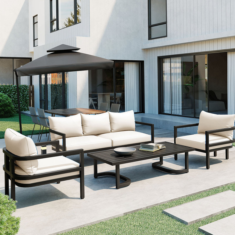 Multi-Person Outdoor Steel Sofa Set, Waterproof, Anti-Rust And Anti-Uv, Beige