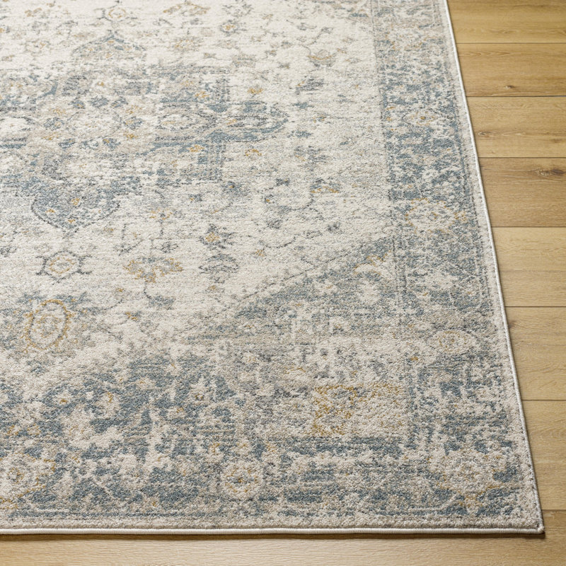 Tapis oriental gris rectangulaire en polypropylène tissé à la machine, Rectangle 9 pi 2 po x 11 pi 11 po