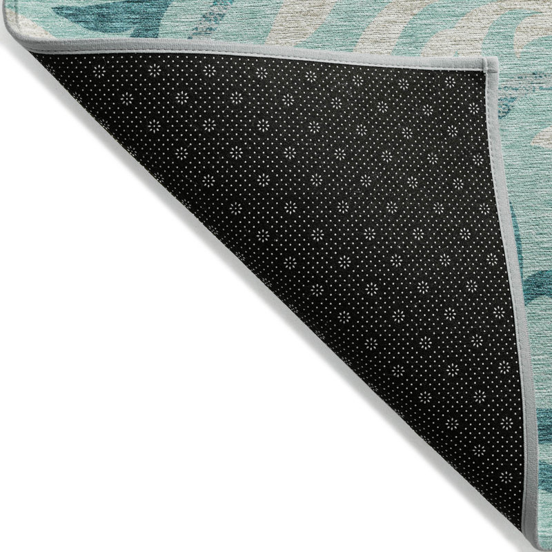 Tapis bleu sarcelle à motif floral turquoise et beige 9 'X 12'