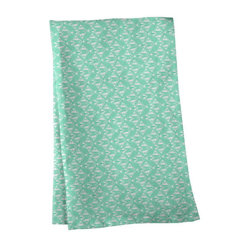 Serviette de thé art déco de substitution, Sergé de coton, Bleu sarcelle