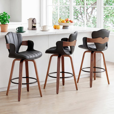 Tabouret de comptoir pivotant à 360 ° avec cadre en bois Hactive