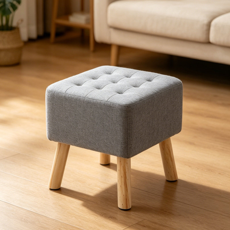 Linen Upholstered Bench, Grey