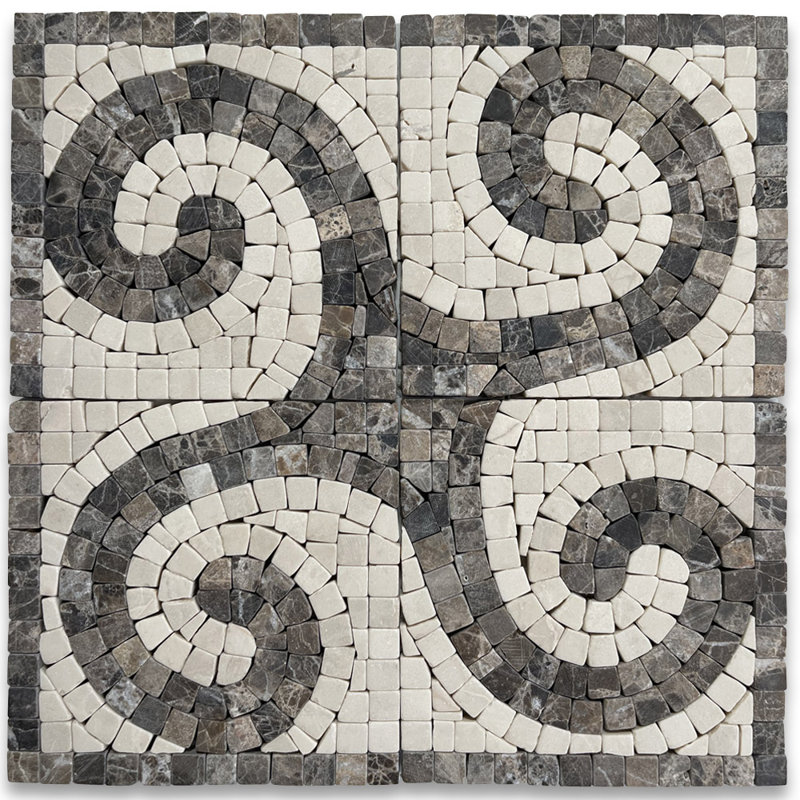 Carreau de mosaïque en marbre pour mur et plancher 4,75 "x 4,75" Petra Emperador