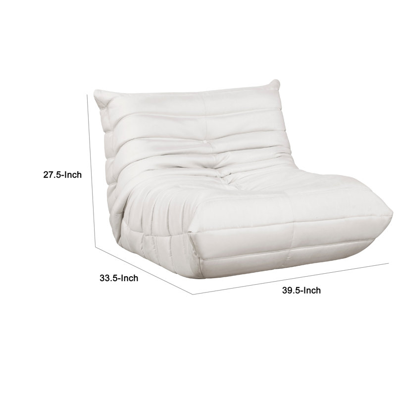 Chaise d'appoint Revena, microfibre plissée, courbée, Beige