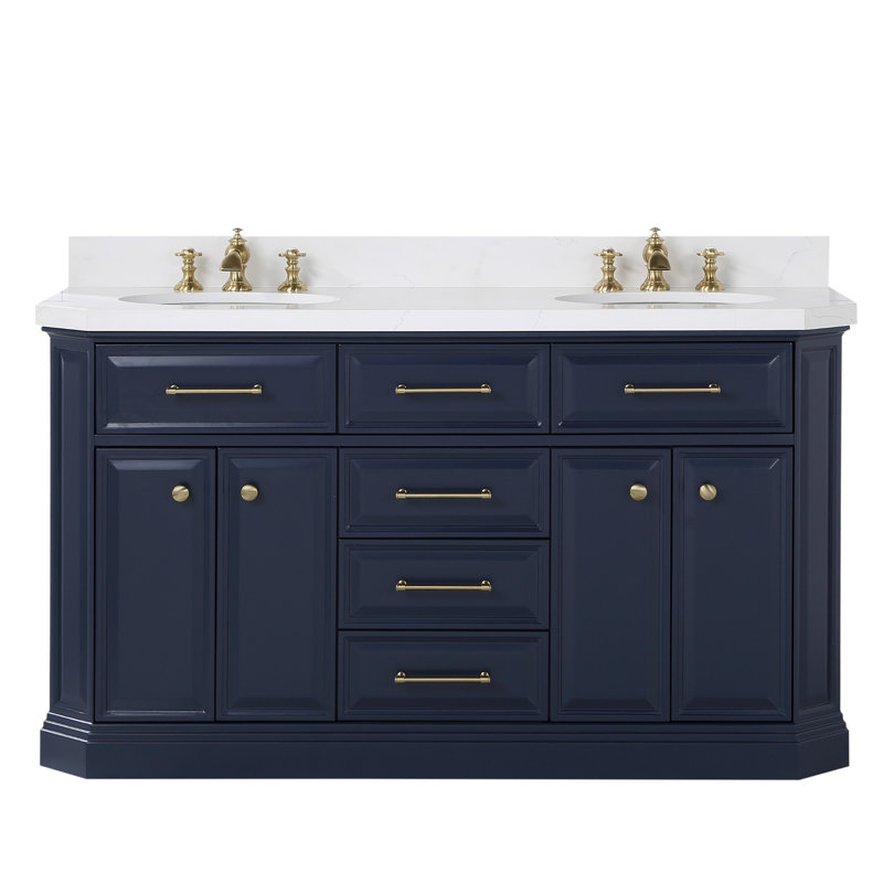 Palace 60'' W Vanity, Monarch Blue, Satin Gold