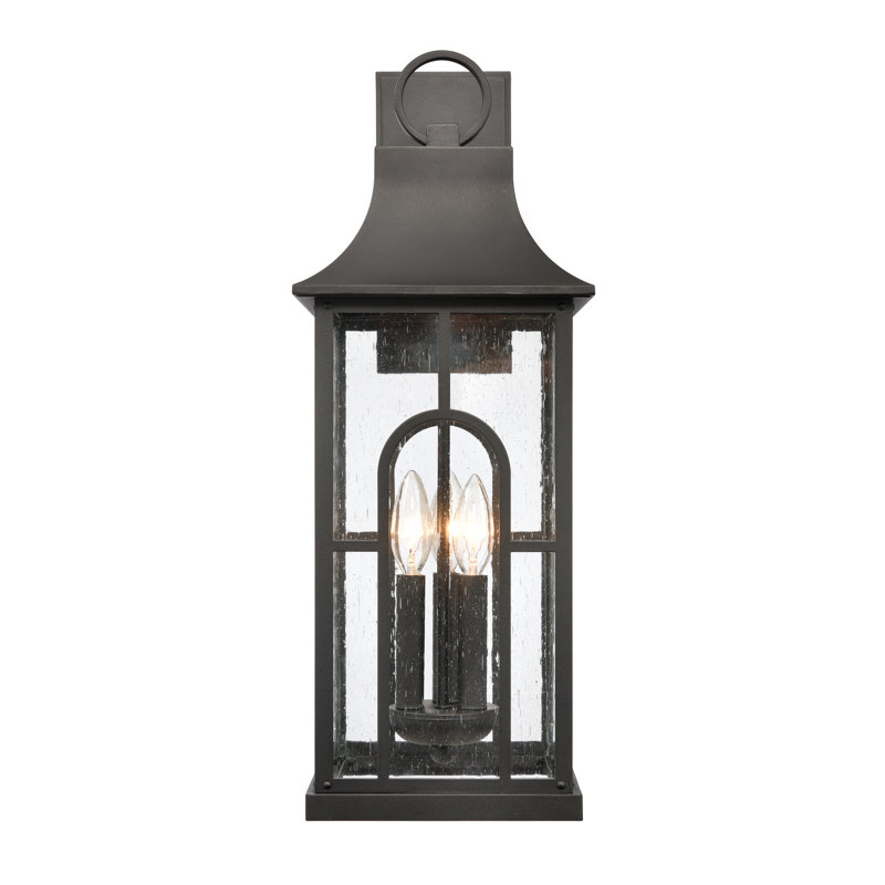 Applique murale d'extérieur 3 lumières Triumph de 23 po de hauteur - noir texturé, H 23 po x l 8,5 po x P 10 po