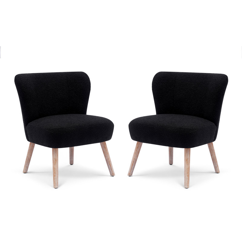 Upholstered Slipper Chair, Black Polyester Blend
