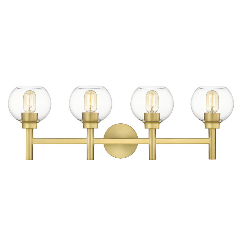 Éclairage pour meuble-lavabo à 4 lumières Ashrit, Or brossé