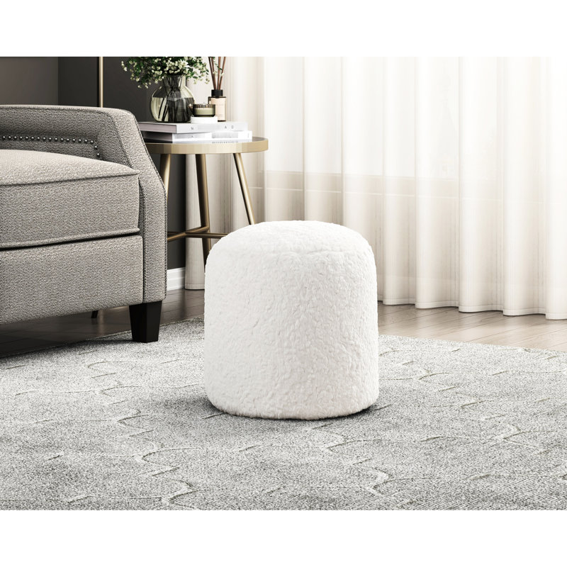 Faux Fur Pouf Footstool, Non-slip Surface, 300lb Weight Capacity, 16" X 17"h, Home Style Piece Modern Foot Pouf, Non-slip, 16"x17", For Decoration