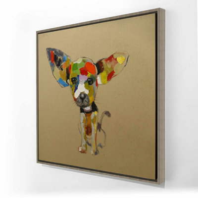 Abstract Colourful Chihuahua - Contemporary Framed Canvas Art