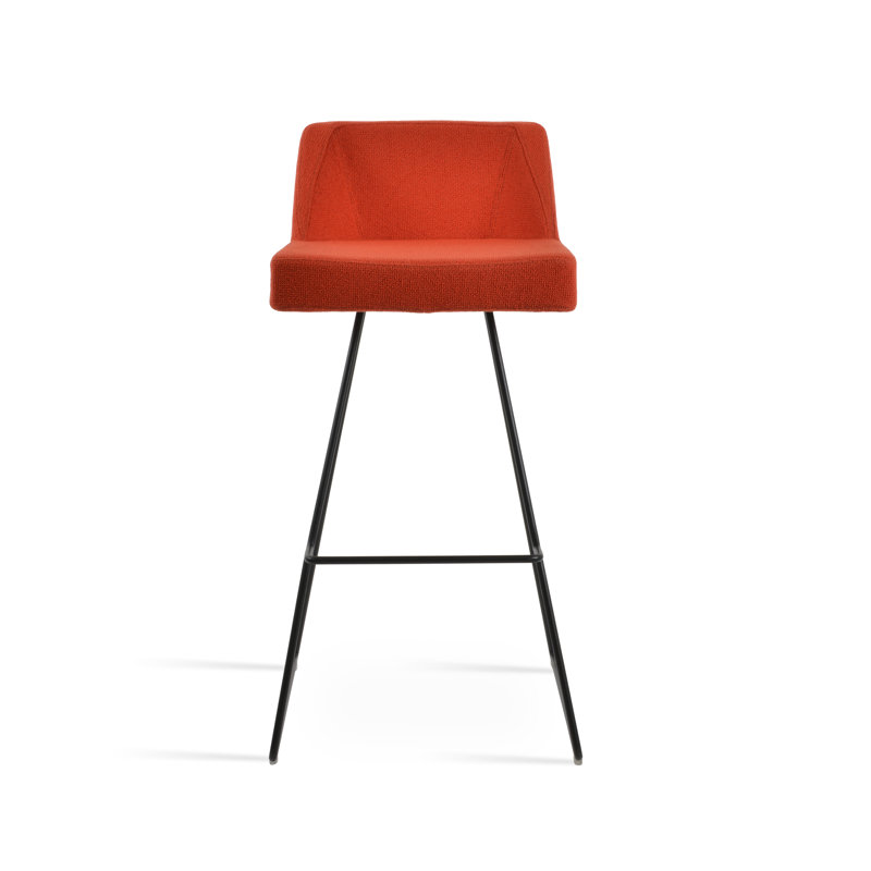 Prisma Wire Bar Stool in Black, Orange, Counter Stool (24" Seat Height)