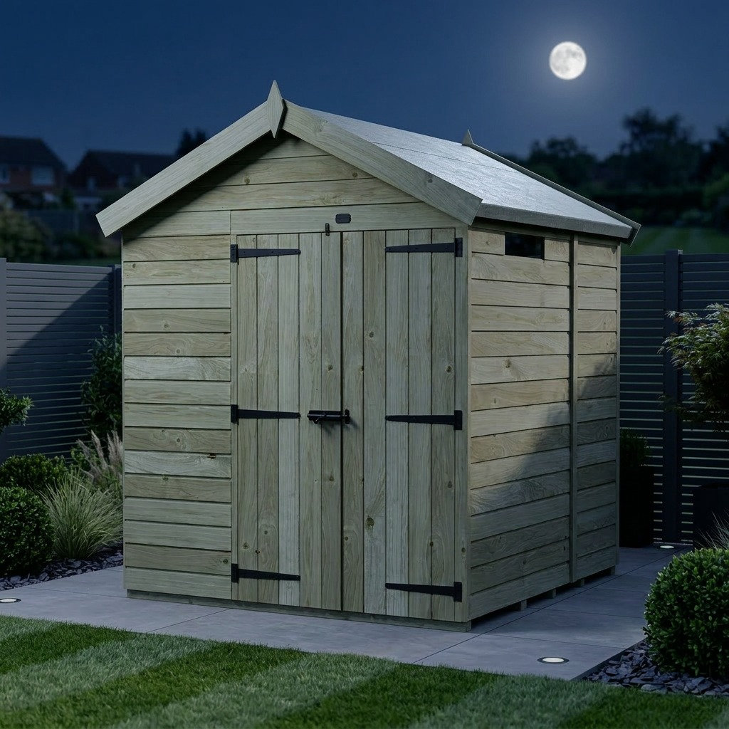 Total Sheds 5ft x 7ft Security Apex Shed - Heavy-Duty Hasp Staple Anti-Tamper - Pressure Treated Timber - UK Manufactured