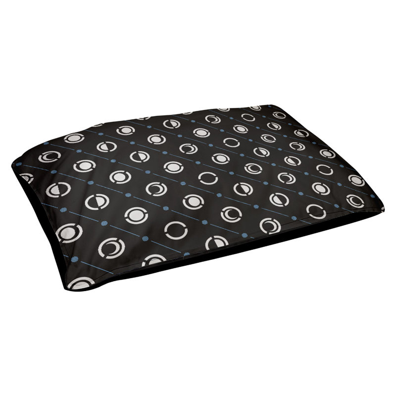 Coussin d’extérieur pour chien moon phases Chenault, Grand (l 50 po x P 7 po x H 40 po), Bleu / Noir