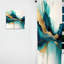 Rideau abstrait en velours bleu sarcelle et doré Abstract Expression II-112761319