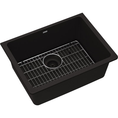 Quartz 24-5/8" x 18-1/2" x 9-1/2" Undermount Kitchen Sink with Basket Strainer