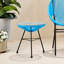 Table d'appoint bleue avec surface en verre trempé, 18,2 po x 18,2 po x 18,08 po, et élégante pour l'extérieur