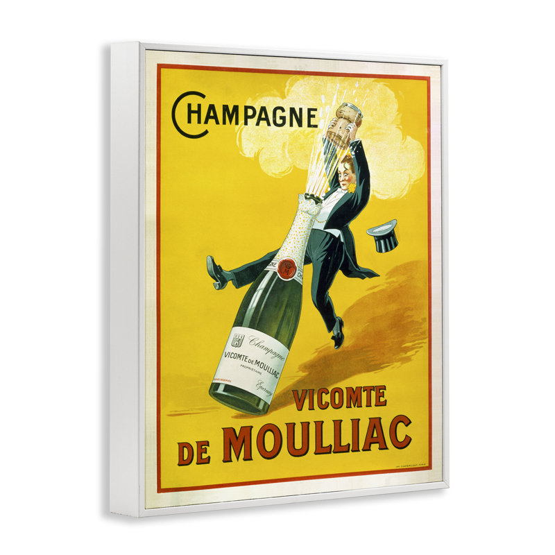 Illustration rétro Champagne Vicomte de Moulliac surdimensionnée, encadrée giclée par Marcus Jules