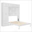 Grand lit escamotable mural avec armoire supérieure, tablettes et garde-robe pour une efficacité et un rangement optimaux, blanc