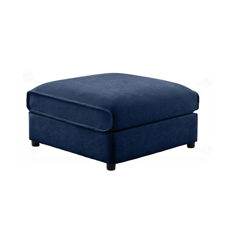 Brycen Modern Ottoman with Hidden Storage, Blue