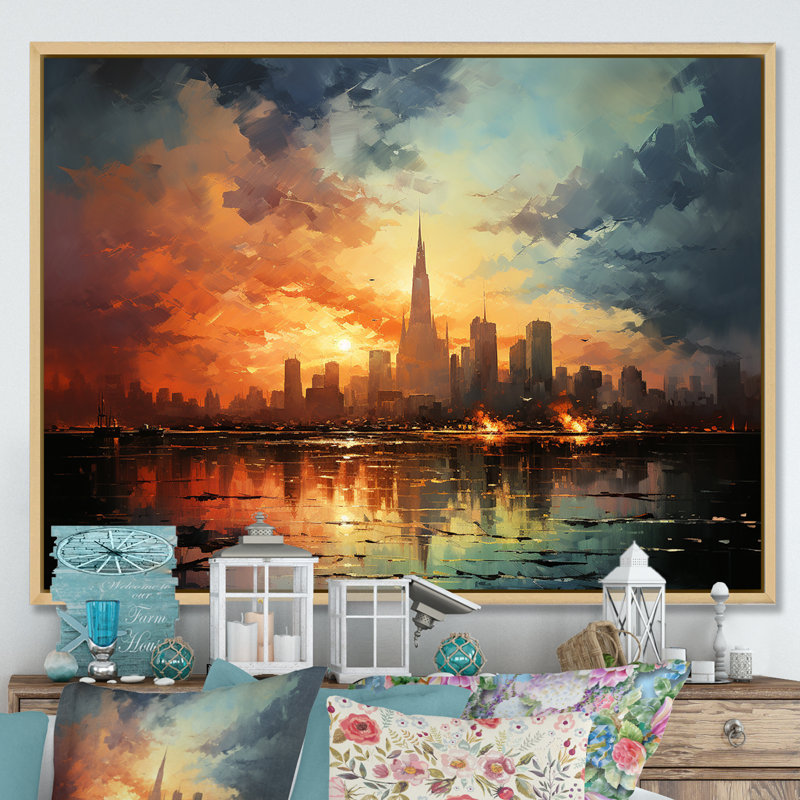 Modernisme urbain sur toile, Cadre naturel flottant, H 34 po x l 44 po x P 1,5 po