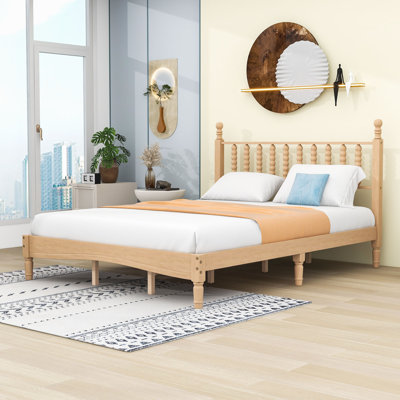 Queen Wooden Platform Bed with Headboard