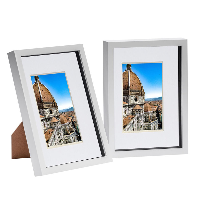 3D Box Photo Frames with A5 Mounts - A4 (8" x 12"), White