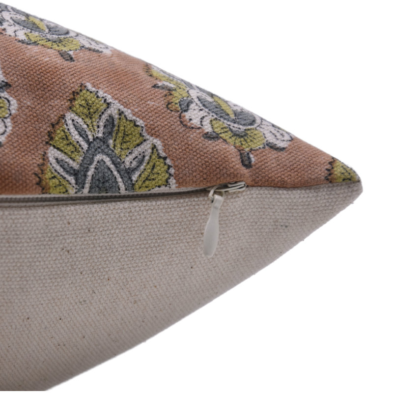 Fabdivine Thick Cotton Traditional Handmade Block Print Cushion Cover for Sofa, Couch & Bedroom- Betal Leaf, 36"H x 14"W