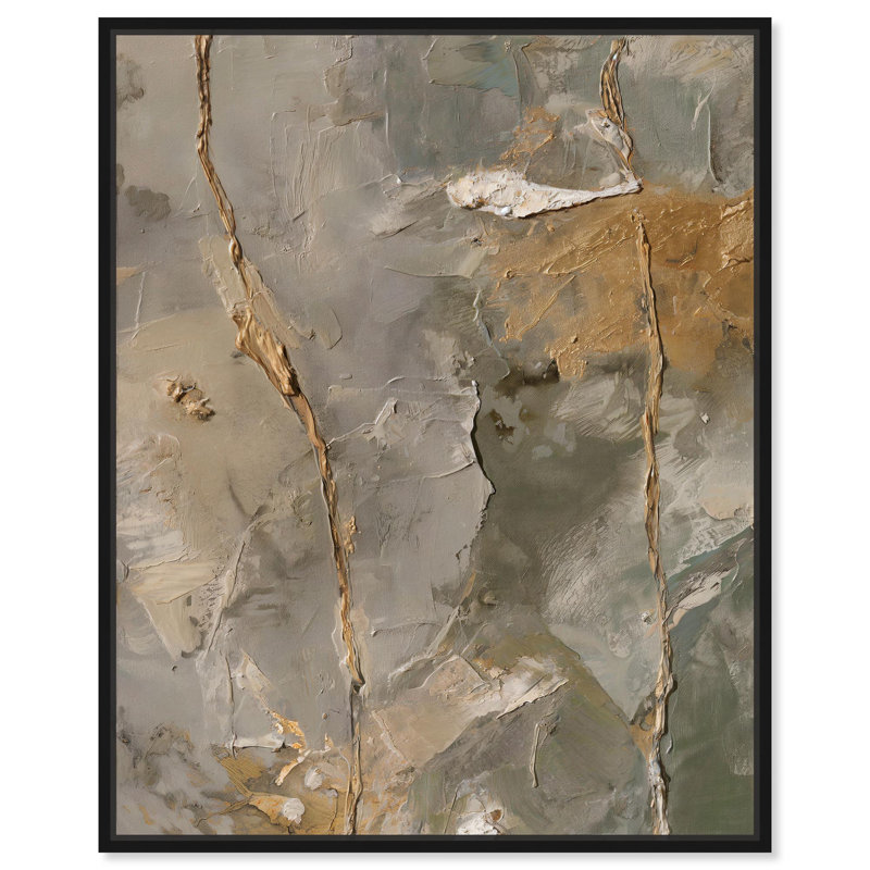 Art textuel abstrait sur toile Gossamer, Cadre noir, H 21 po x l 17 po