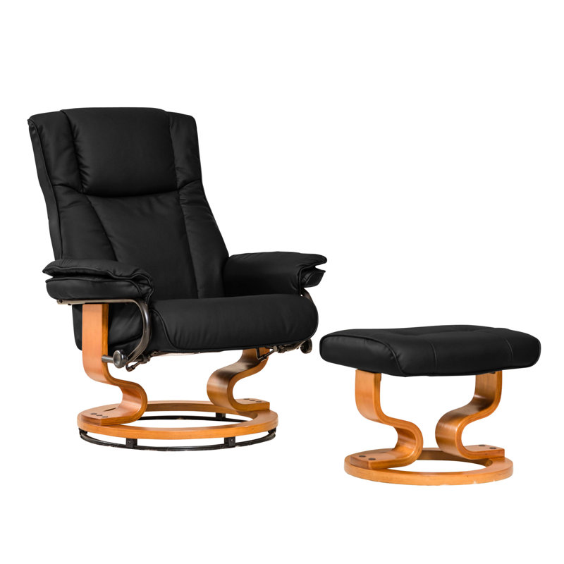 Robey Manual Swivel Recliner with Footstool, Black