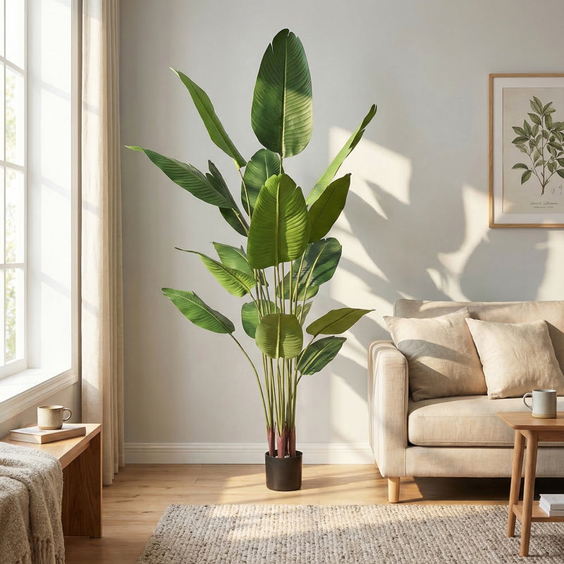 Fausse plante palmier de voyage, H 71 po x l 31,50 po