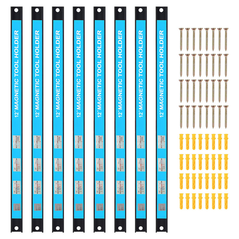 8-Pack Magnetic Tool Holder Strip (Metallic)