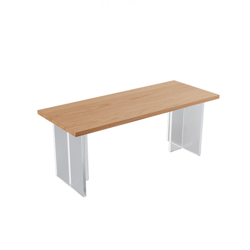 Table de salle à manger moderne en bois massif et acrylique, H 29,5 po x L 62,9 po x l 27,5 po